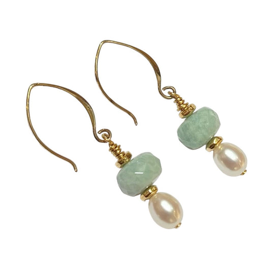 Earrings - Pearl and Amazonite