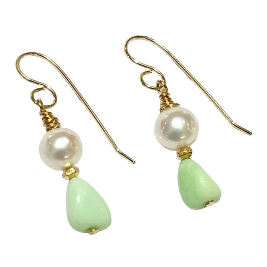 Earrings - Pearl and Chrysoprase