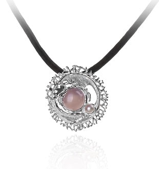 Pendant - Coral Garden with Rose Quartz and Freshwater Pearl