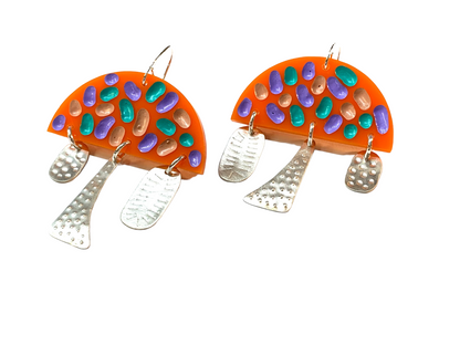 Earring, Orange Silver