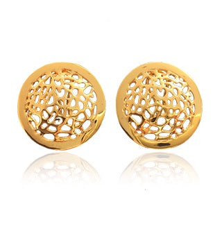 Earrings, Fan of the Sea, Gold Buttons