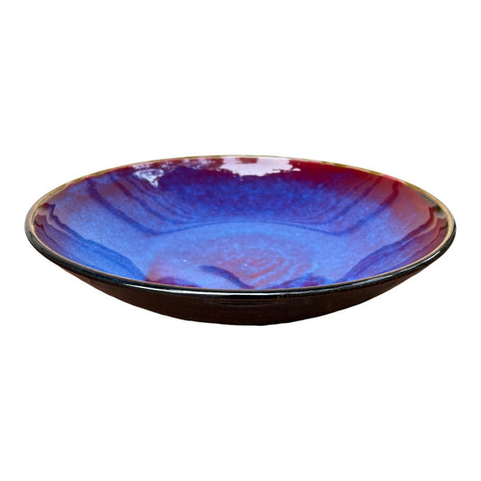 Centrepiece Bowl - Copper Red with Blue Decoration