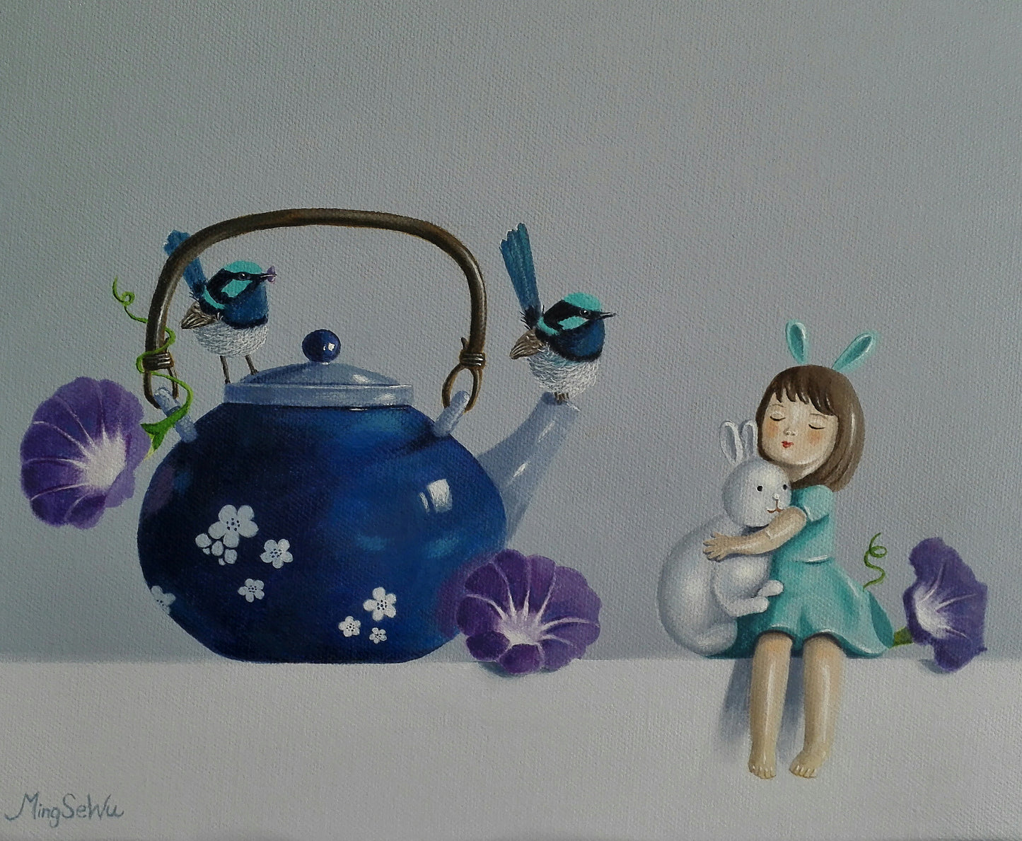 Tea Pot, Wrens & Doll