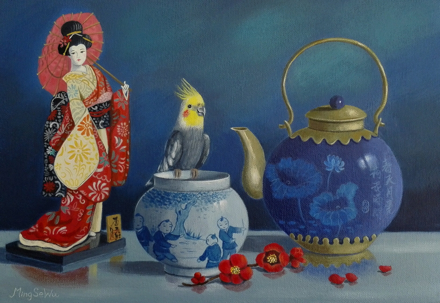 Cockatiel and Doll