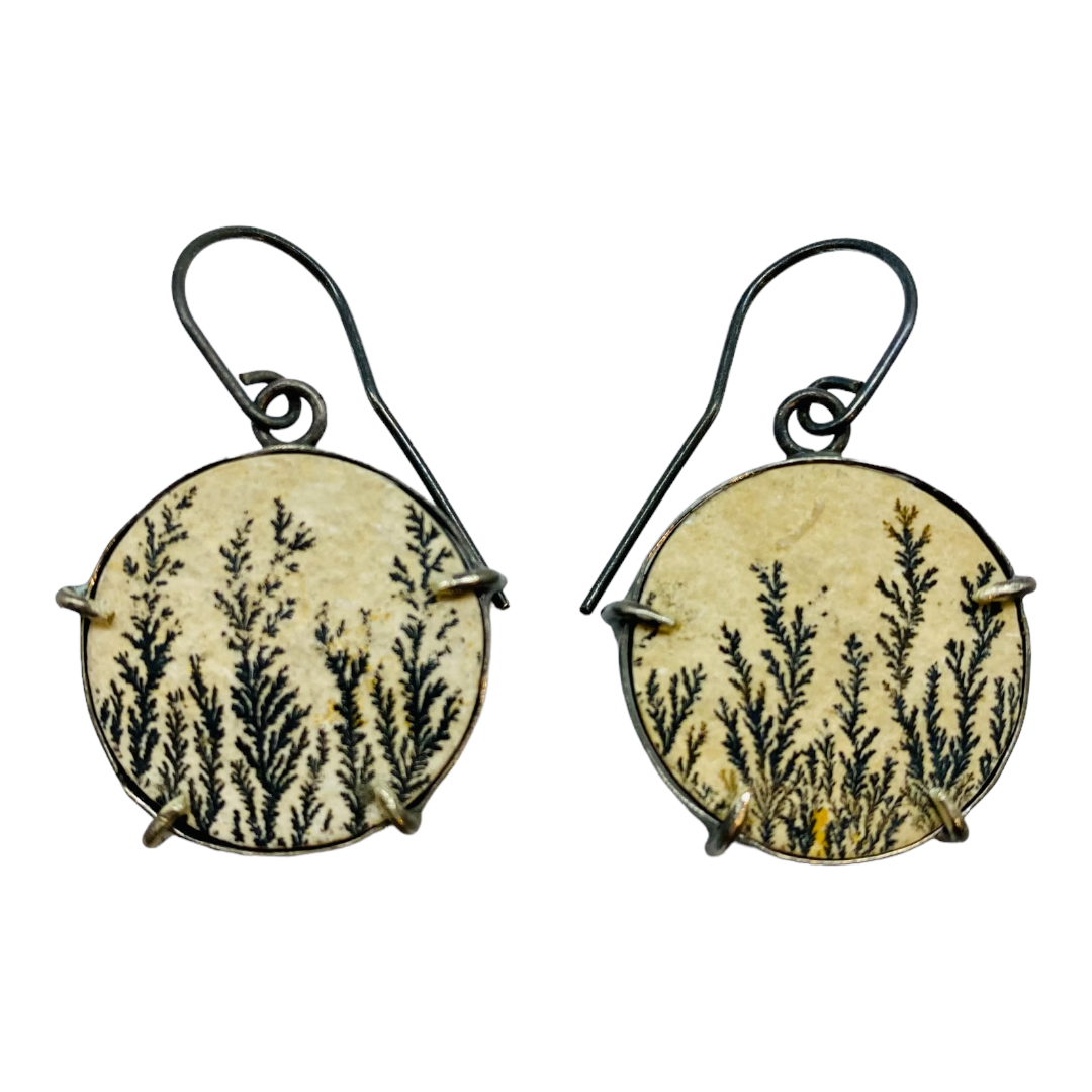 Earrings, Dendritic Limestone