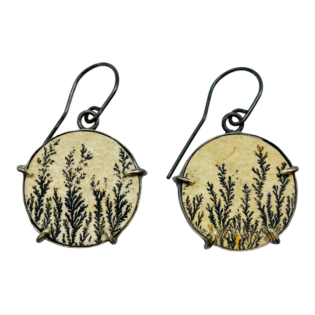 Earrings, Dendritic Limestone