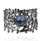 Ring - Fan of the Sea, Rhodium and Black Pearl