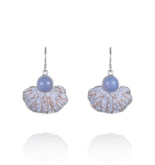 Earrings - 'Coral Garden'  Blue Chalcedony