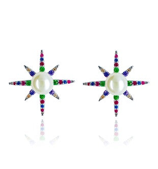 Earrings - 'True Star' Coloured Cubic Zirconia