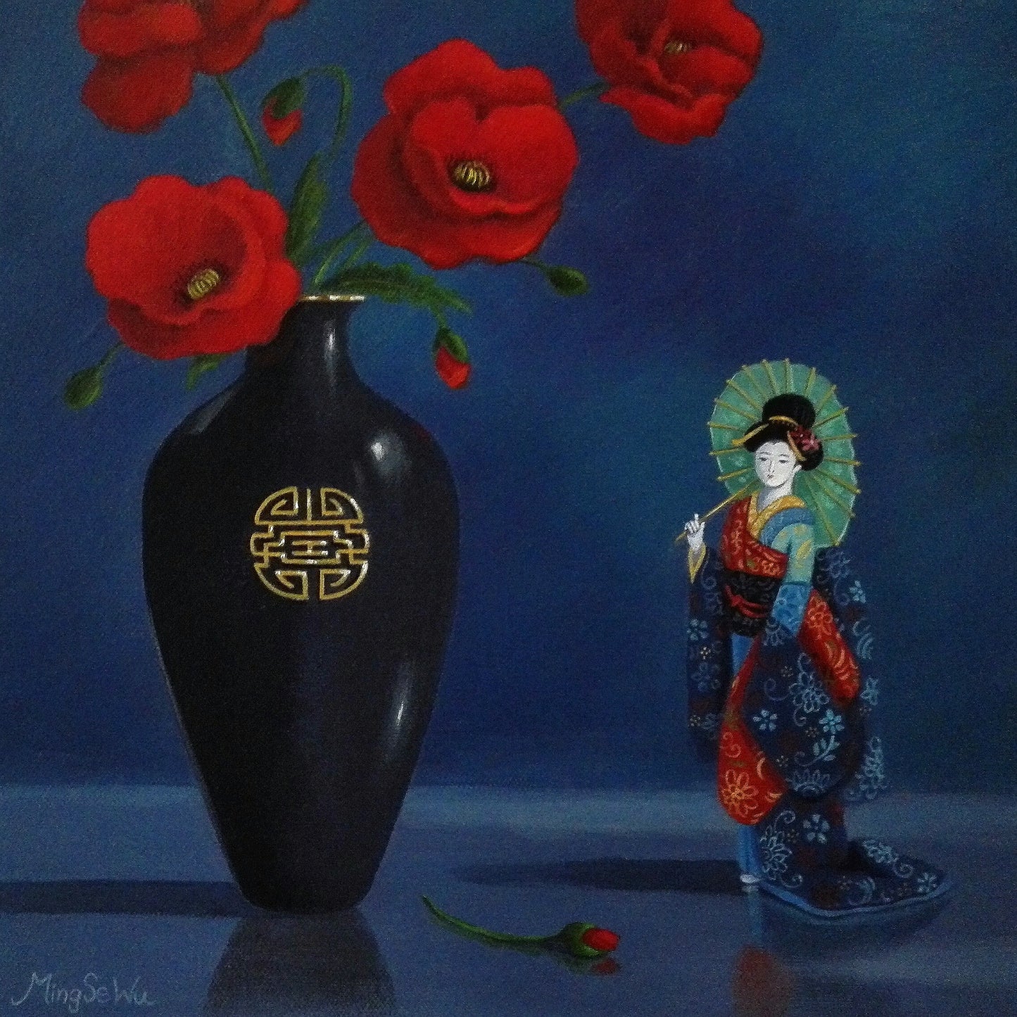 Geisha Doll & Vase