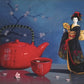 Red Tea Pot & Doll