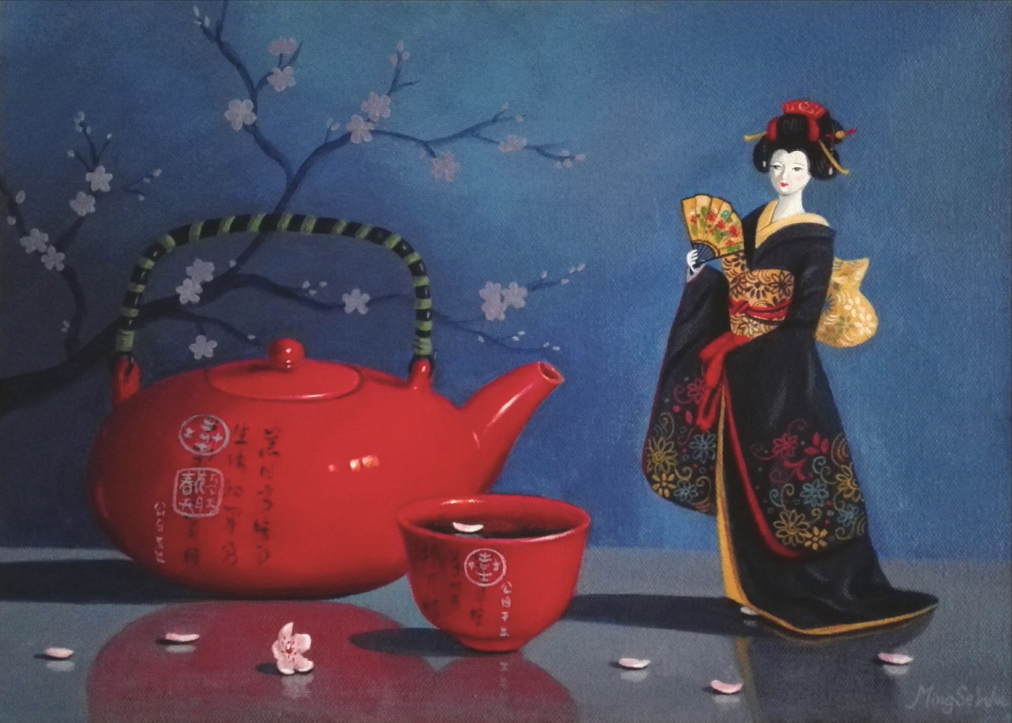 Red Tea Pot & Doll