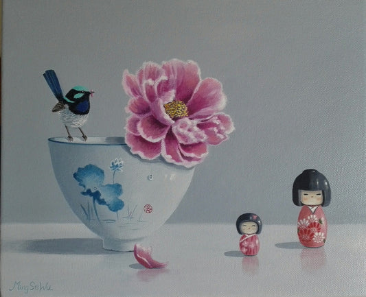 Peony, Blue Wren and Dolls