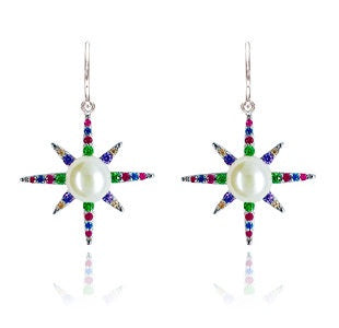 Earrings - North Star, White Rhodium Drop