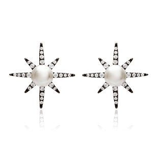 Earrings - North Star, Rhodium Studs