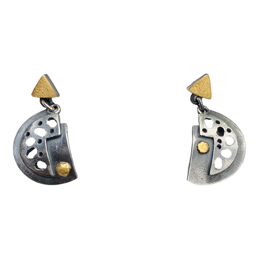 Earrings - Patterned Half Disc