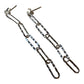 Earrings - Long Chain Earstud Hammered Paperclip