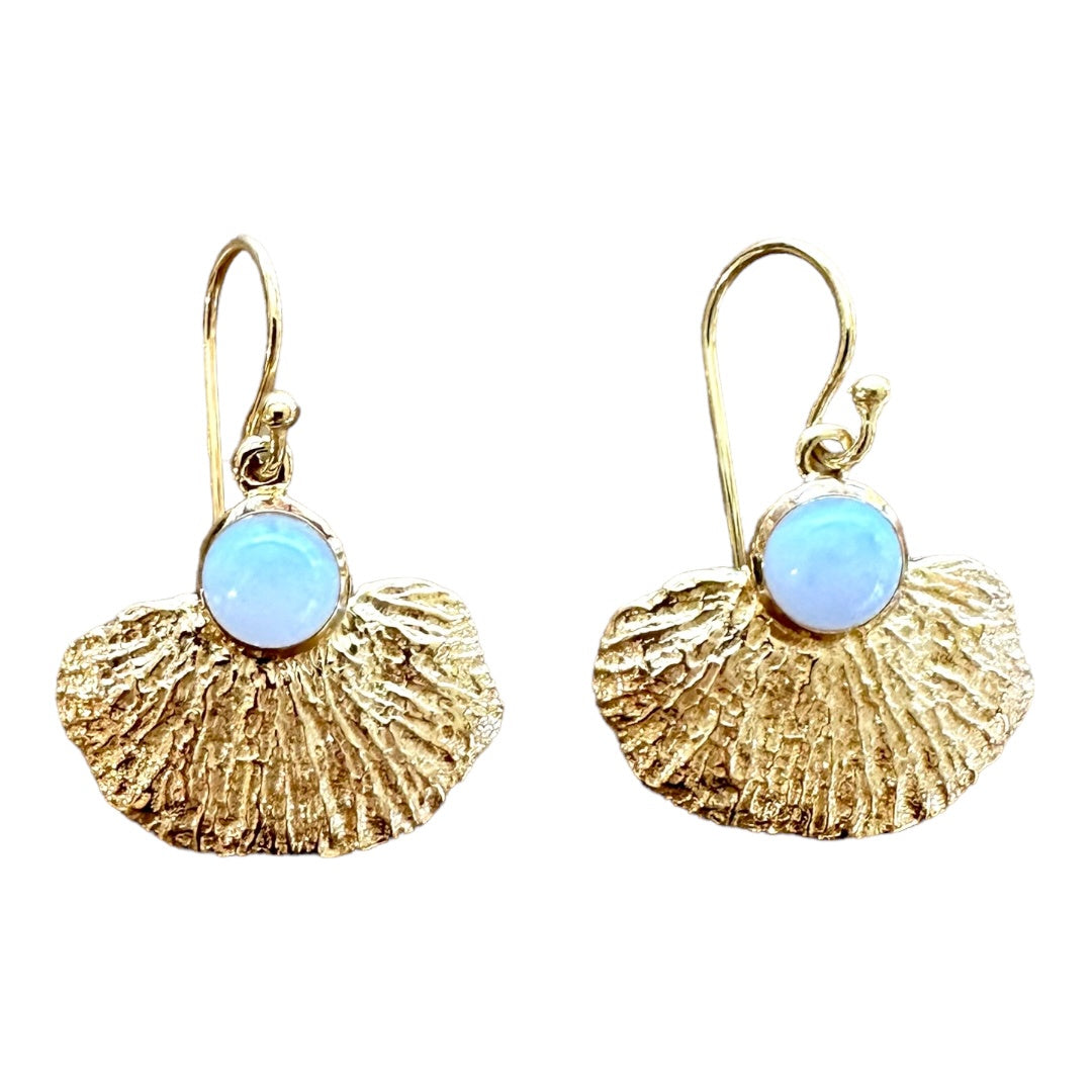 Earrings - Coral Garden, Blue Chalcedony and 18kt Yellow Gold Finish