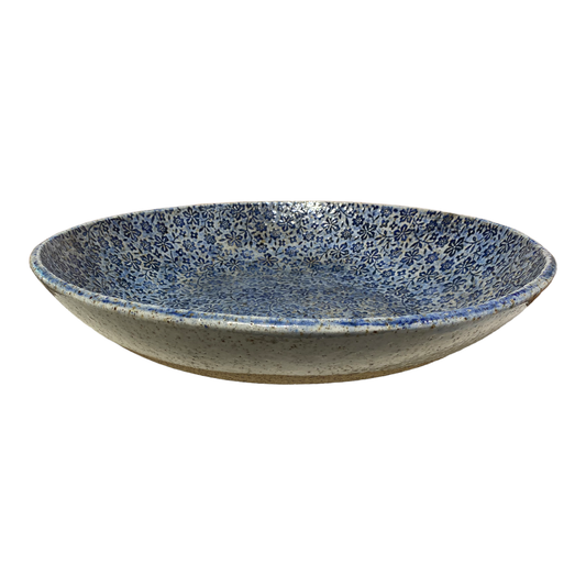 Large Sakura (Cherry Blossom) Impressed Platter in Blue Oxide Wash