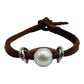 Bracelet - South Sea Pearl on Brown Leather