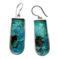 Earrings, Rectangle Hooks Oil Paintings Blue