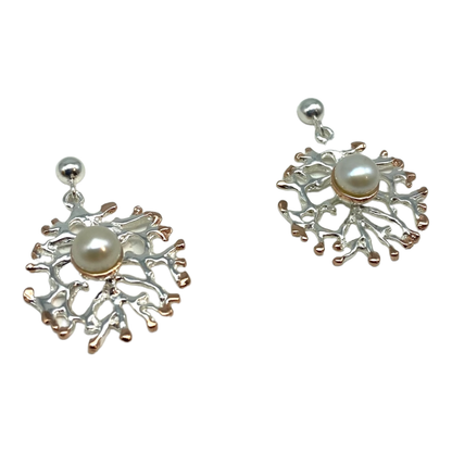 Earrings - Fan of the Sea with Freshwater Pearl