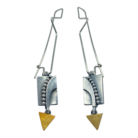 Earrings - Stainless Steel Hooks, Dotted Rectangles