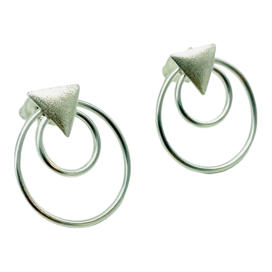 Earrings - Double Circle and Triangle