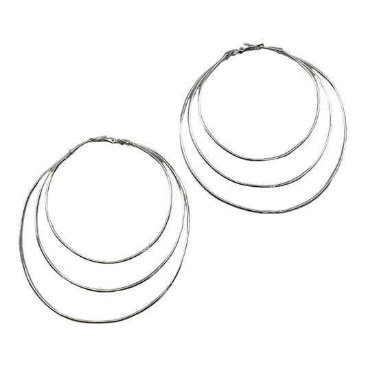 Earrings - Ripples, Silver Hoops