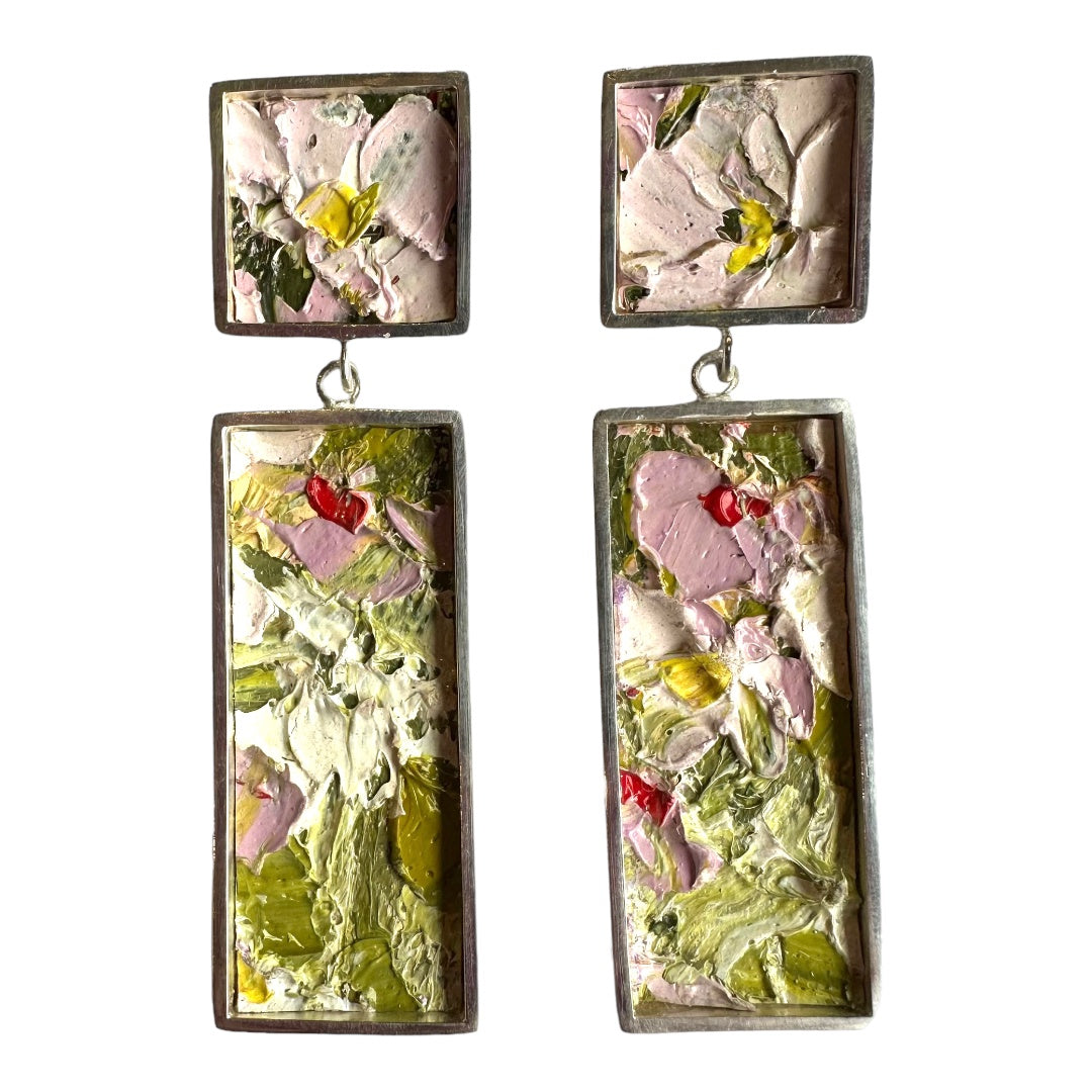 Earrings - Floral Square and Rectangle