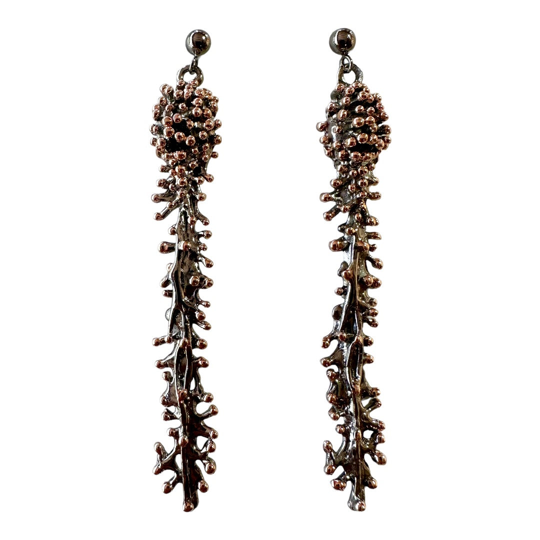 Earrings - Anemone, Black Rhodium with 18kt Rose Gold