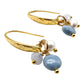 Earrings - Blue Lace Agate, Blue Opal and Freshwater Pearl