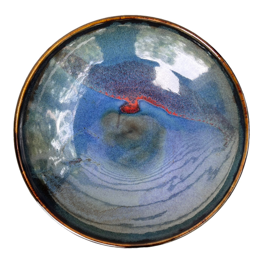Fruit Bowl - Blue with Copper Red