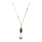 Pendant - Tibetan Bead, Turquoise and Keshi Pearl