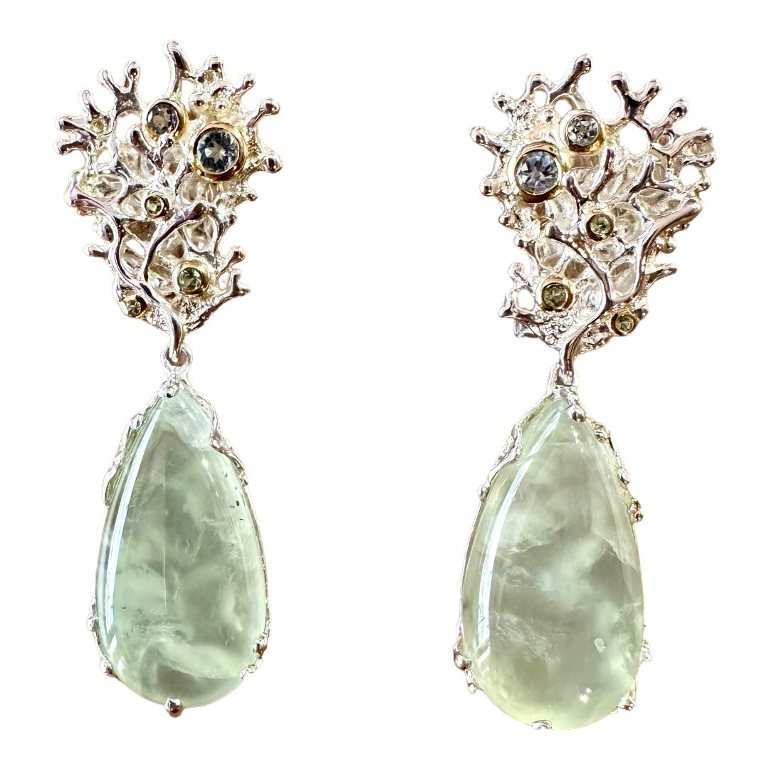 Earrings - Fragments Large, Prehnite and Silver