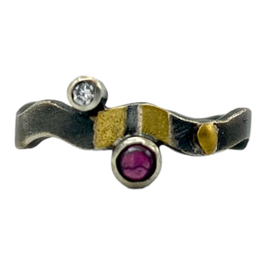 Ring - Sterling Silver, 24ct Gold & Cubic Zirconia 1