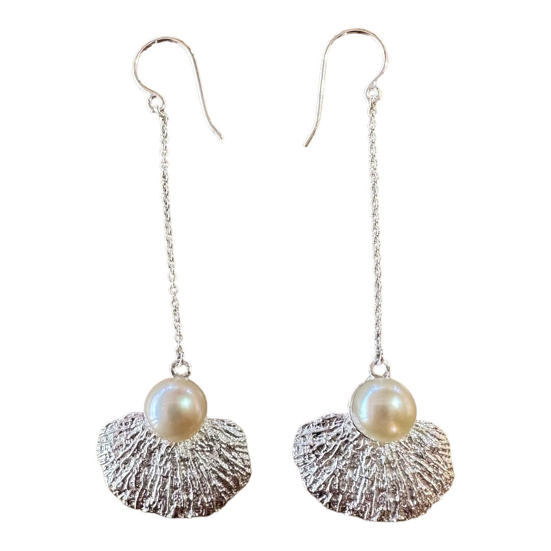 Earrings - Coral Garden Long Drop with Fresh Water Pearl