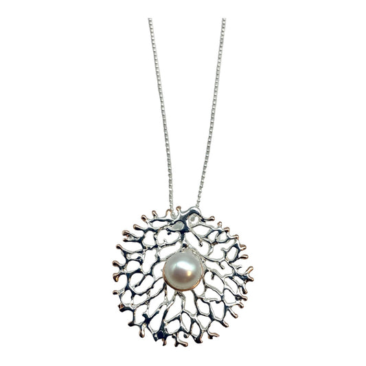 Pendant - Fan of the Sea, Rose Gold Accents with Freshwater Pearl