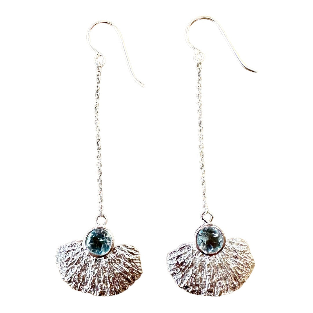 Earrings - Coral Garden Long Drop with Blue Topaz