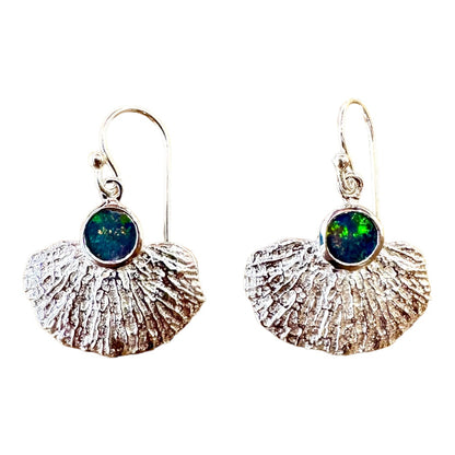Earrings - Coral Garden, Australian Doublet Opal
