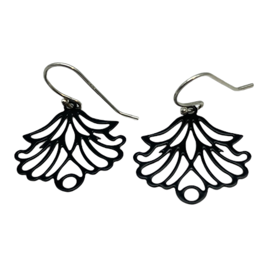 Earrings - Black Leaves