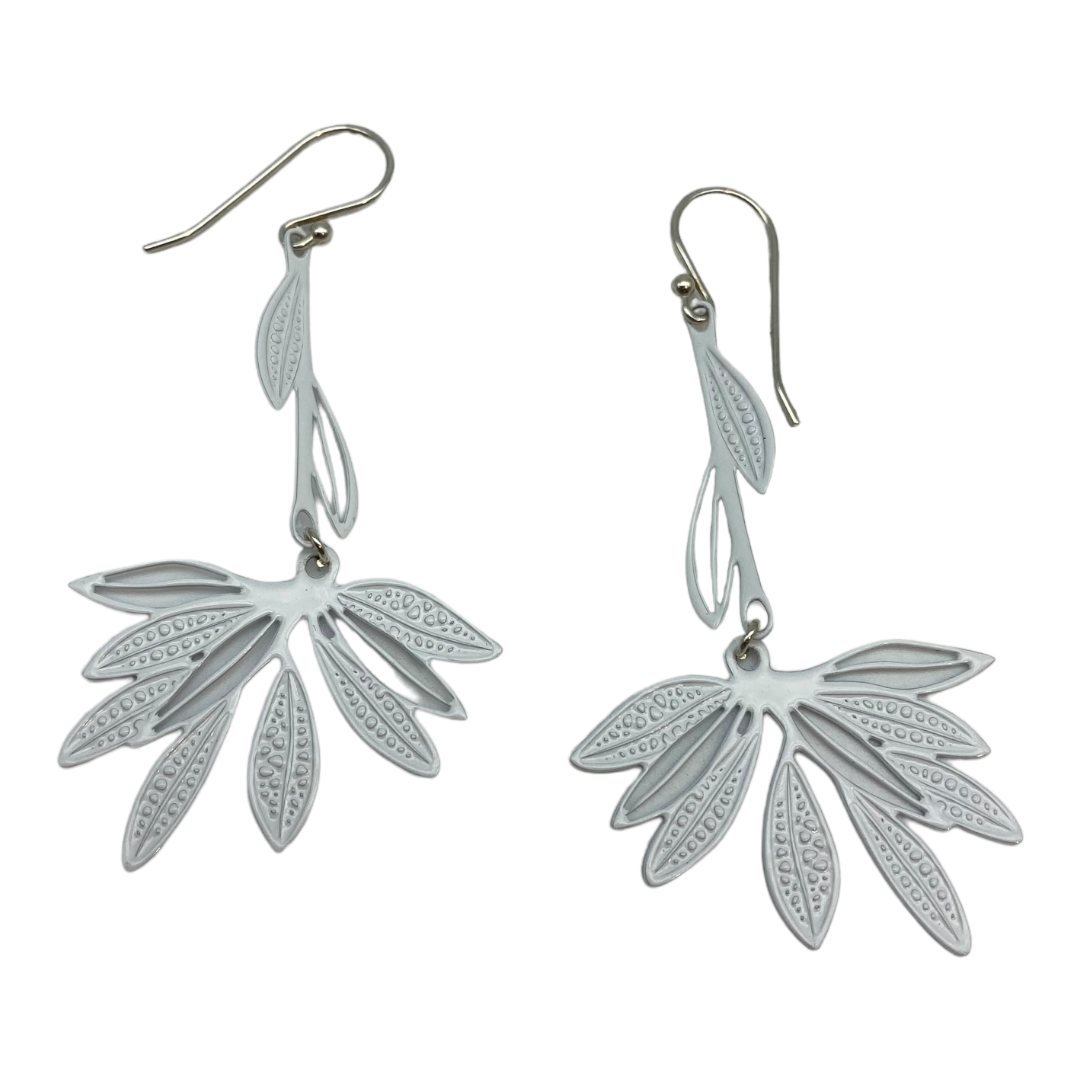 Earrings - Large White Leaves