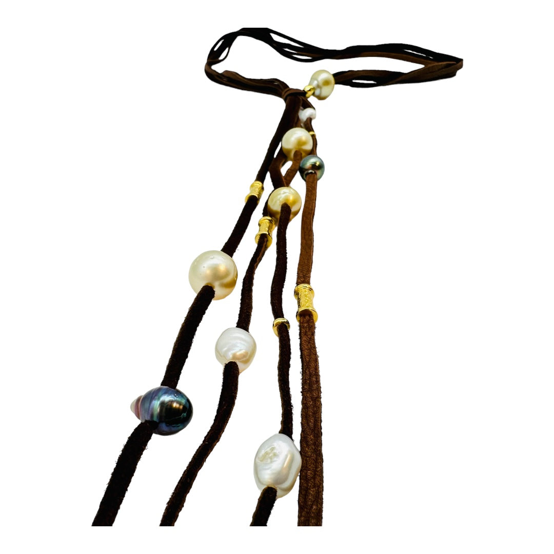 Necklace - Tahitian and Champagne South Sea Pearls