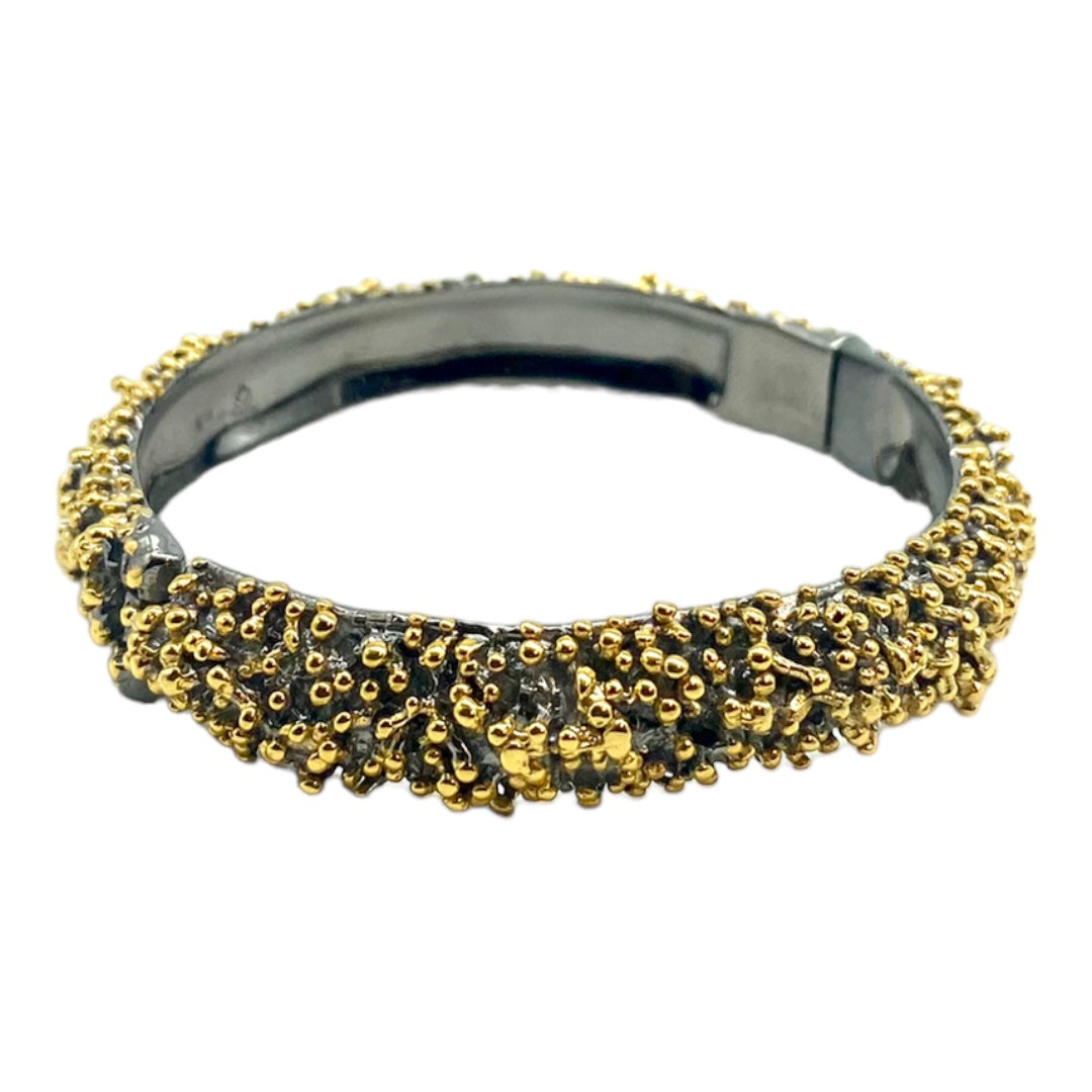 Bangle - Anemone with Lock Clasp. Black Rhodium, Yellow Gold Accents