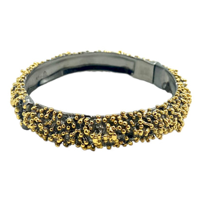 Bangle - Anemone with Lock Clasp. Black Rhodium, Yellow Gold Accents