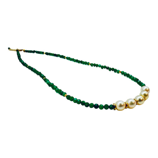 Necklace - Freshwater Pearls with Green Onyx