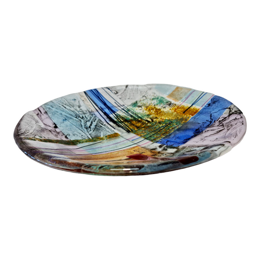 Round Dish, 19cm, round base, blue