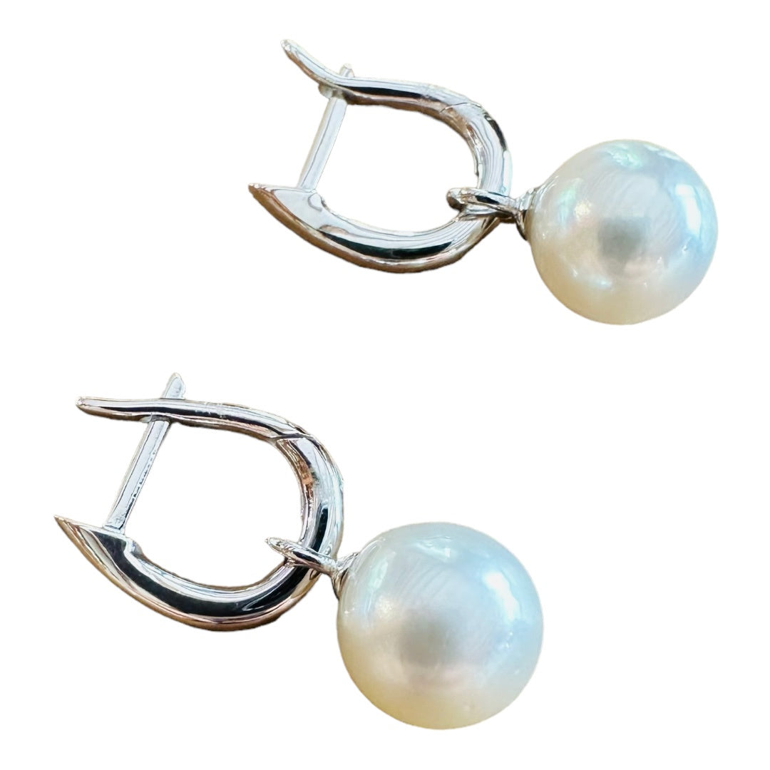 Earrings - Australian South Sea Pearls 8-9mm, Sterling Silver Huggie