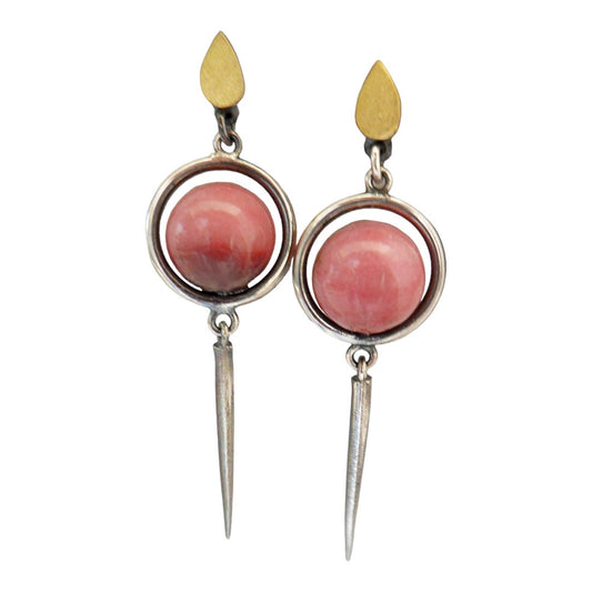 Earrings - Pink and Grey, Rhodonite