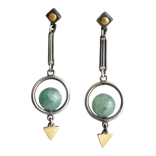 Earrings - Aventurine sculptural  drops